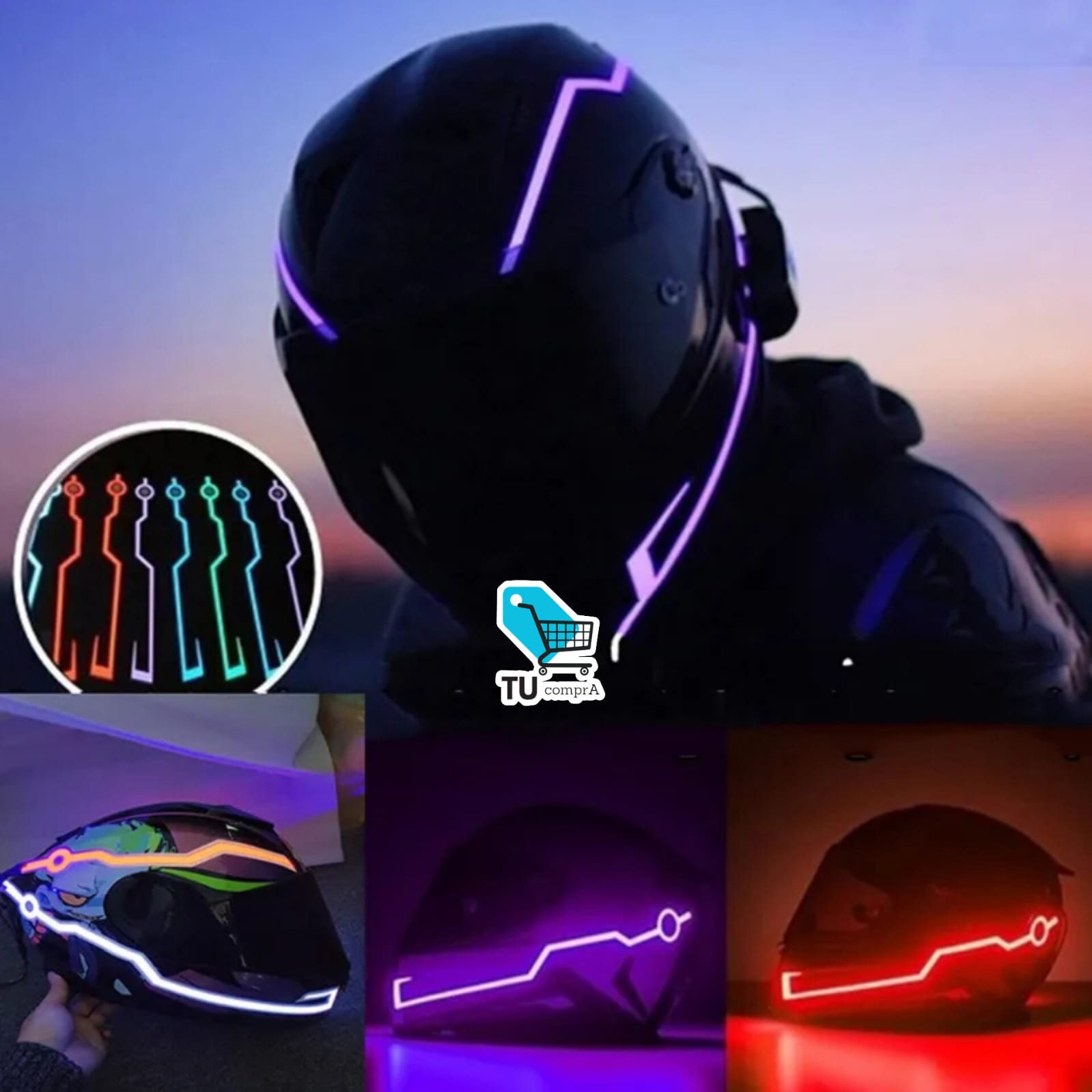 🏍️Cinta led para Casco🏍️