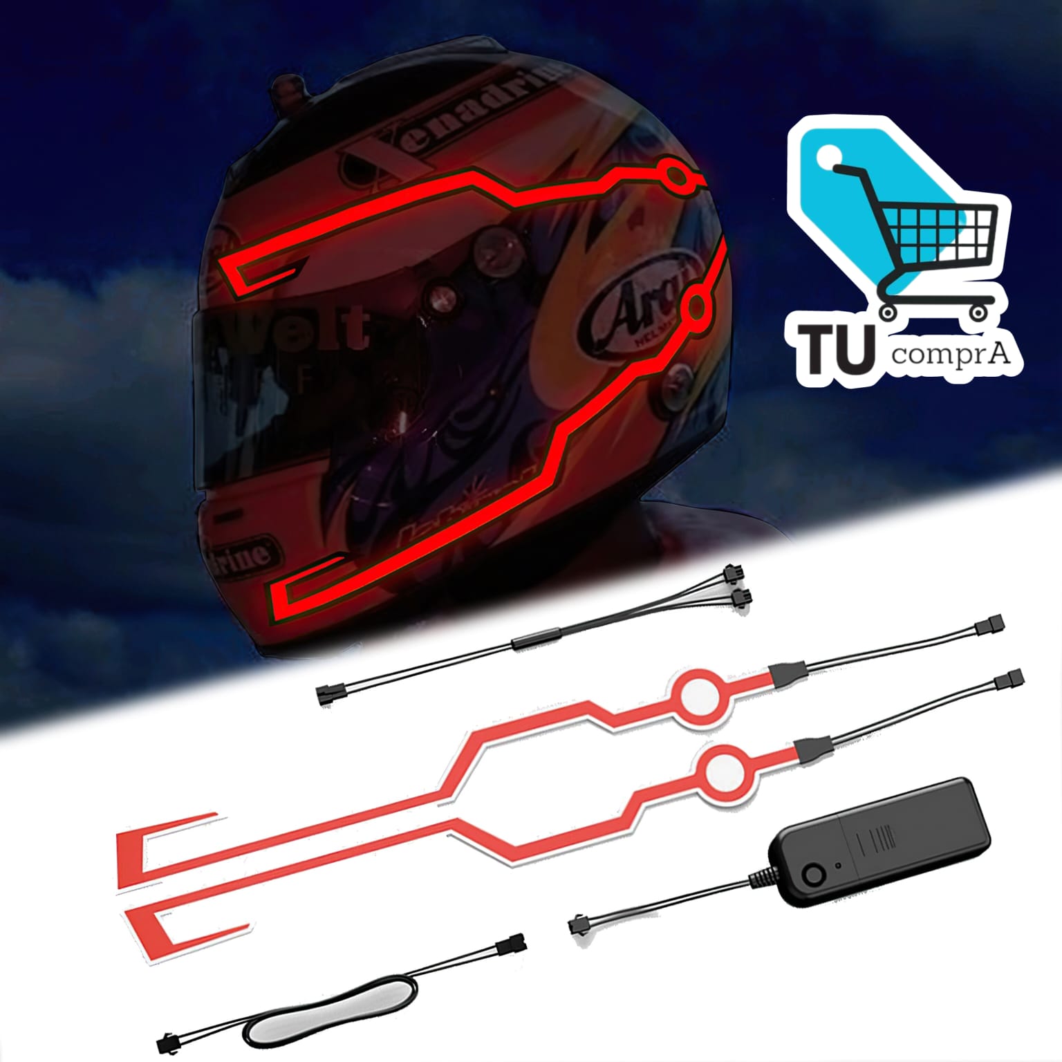 🏍️Cinta led para Casco🏍️