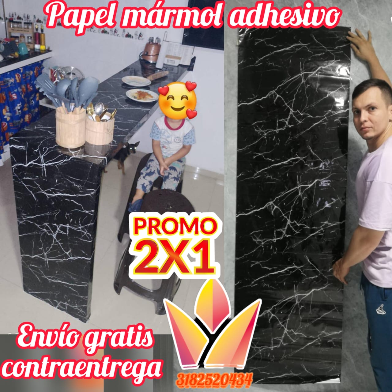 Mármol AdhesivoROLLOD2MTSX60CM ⭐⭐⭐⭐.