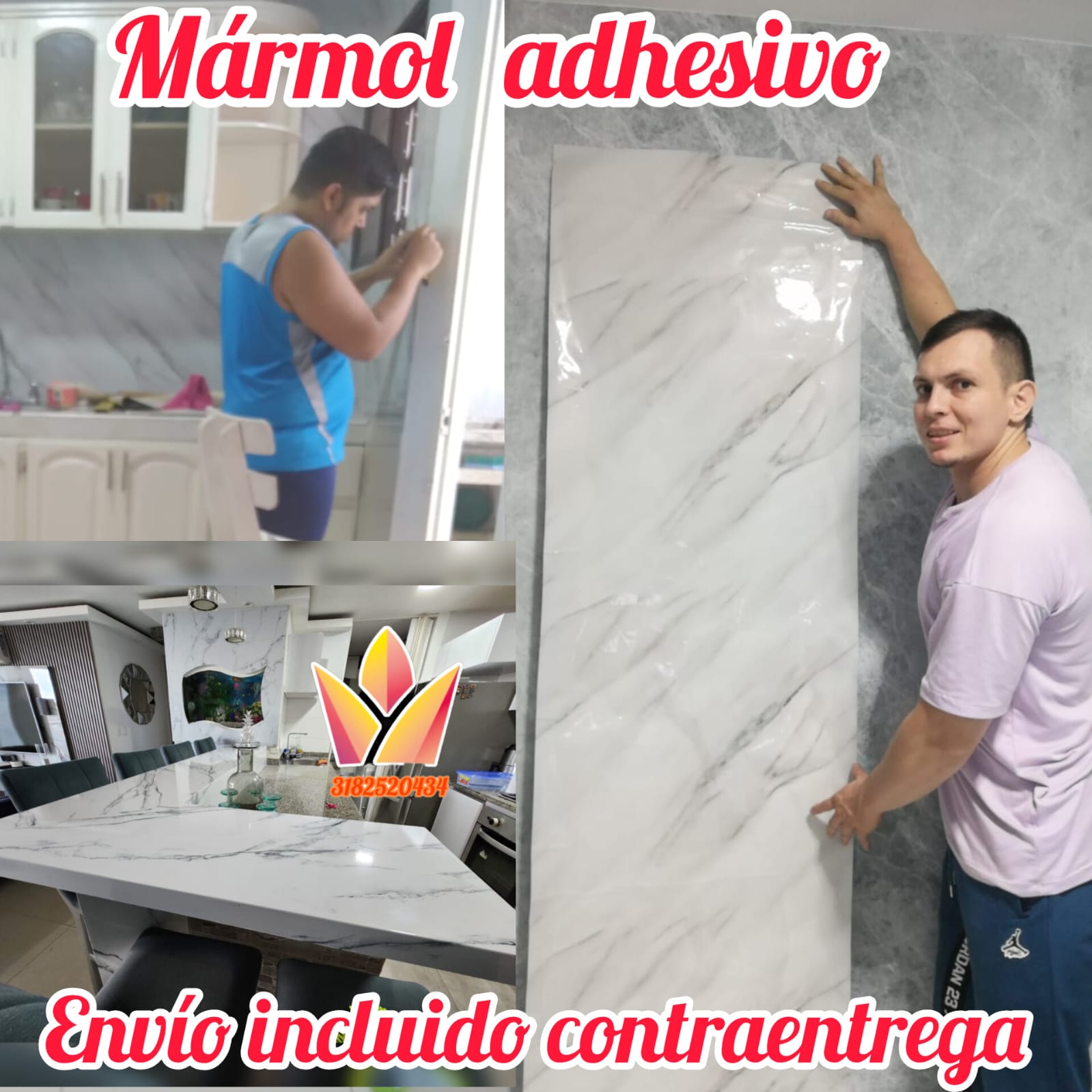 Mármol AdhesivoROLLOD2MTSX60CM ⭐⭐⭐⭐.